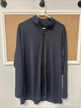 Men's Dark Navy Lightweight Zip-Front Shirt Jacket